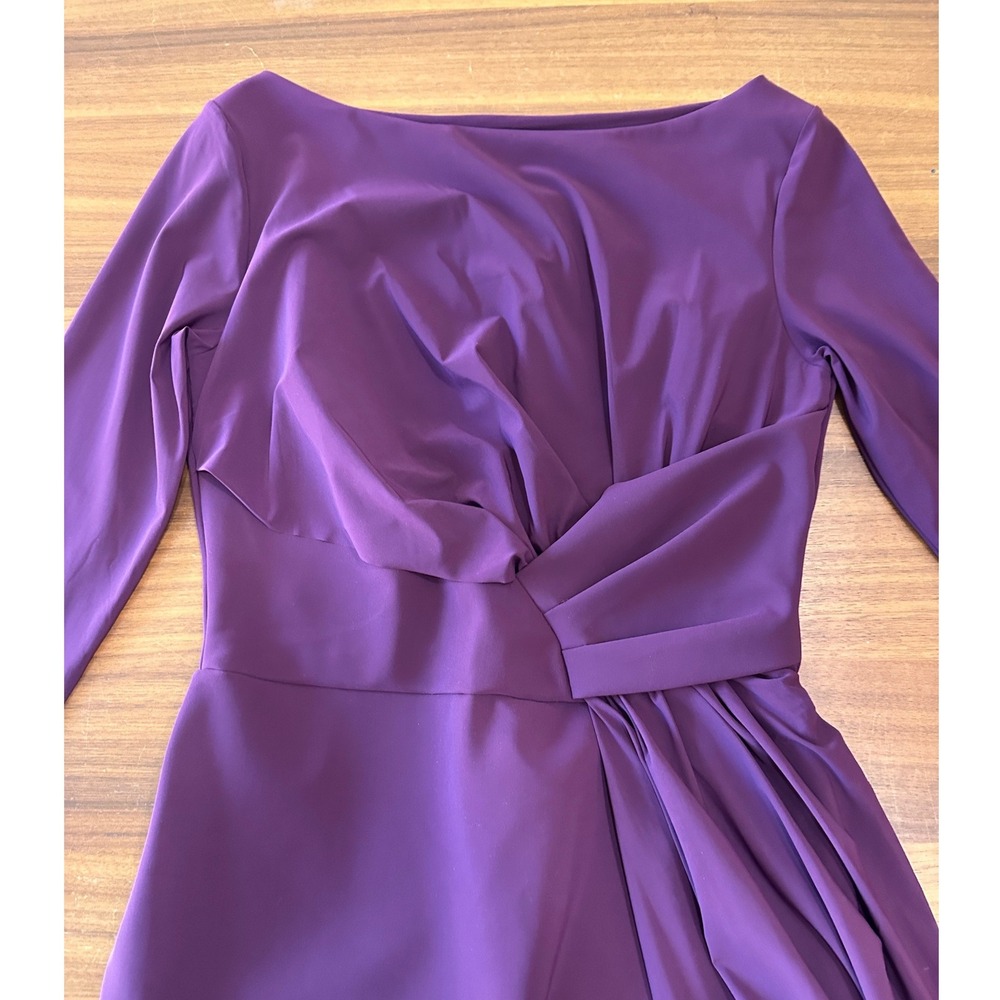 NWT Chiara Boni Cinthia Midi Dress  IT 48 US 12 Plum Purple Draped Cocktail - Picture 3 of 13